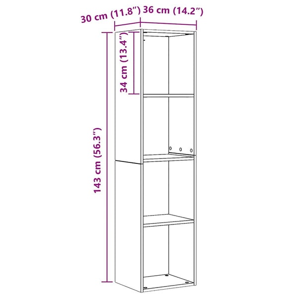 Bücherregal TV-Schrank Artisan-Eiche 143 cm