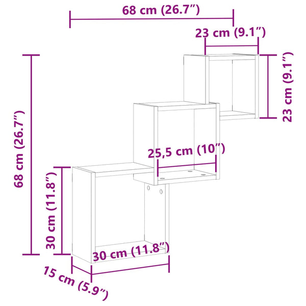 Würfelregal Altholz-Optik 68x68 cm