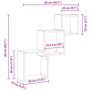 Wandregal Artisan-Eiche 68x15x68 cm