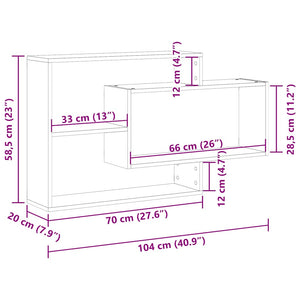 Wandregal Altholz-Optik, 104 cm