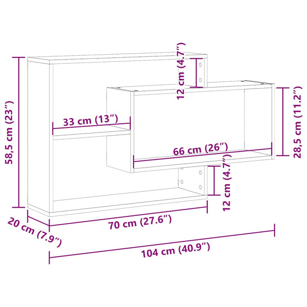 Wandregal Altholz-Optik, 104 cm