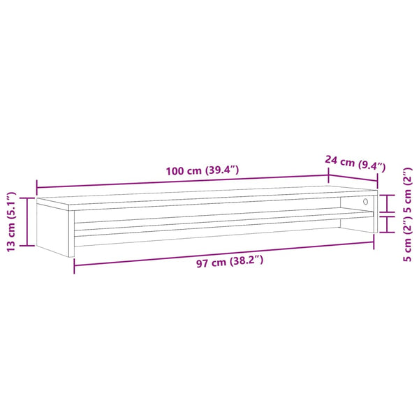 Monitorständer Altholz-Optik 100 cm