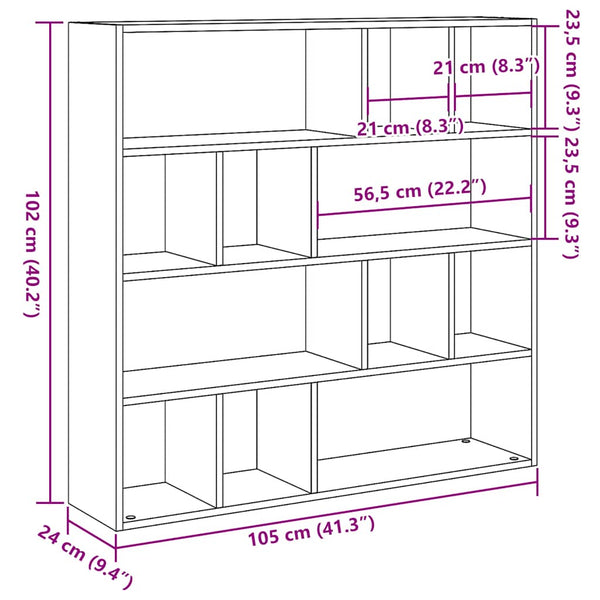 Bücherregal Raumteiler Altholz-Optik 105 cm