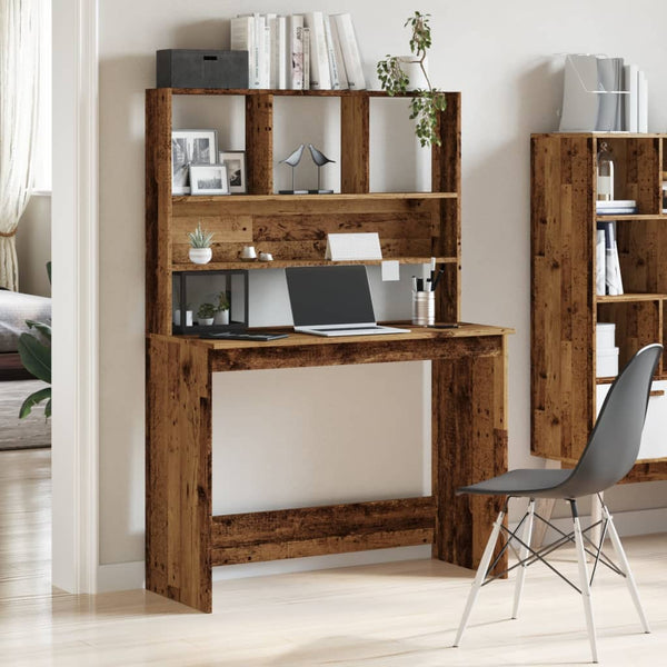 Schreibtisch mit Regal in Altholz-Optik