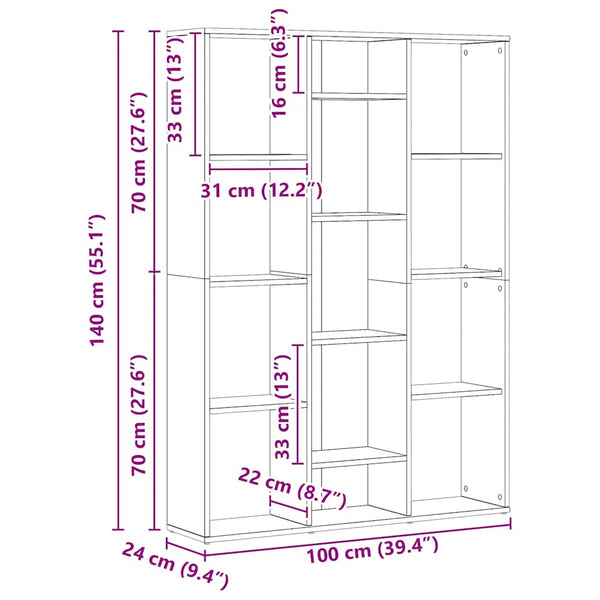 Raumteiler Bücherregal Artisan Eiche 100x140 cm