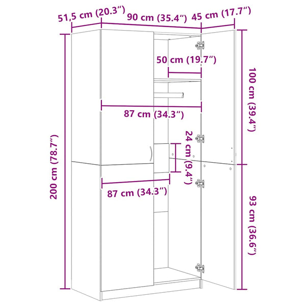 Kleiderschrank Altholz-Optik, 90x200 cm