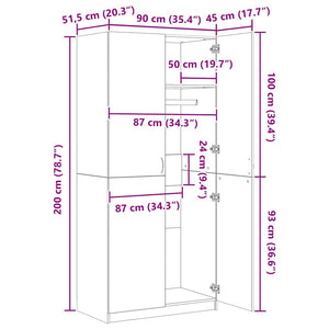 Kleiderschrank Artisan Eiche 90x52x200 cm