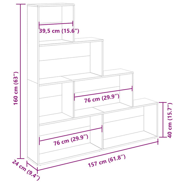 Bücherregal Altholz-Optik, 157 cm