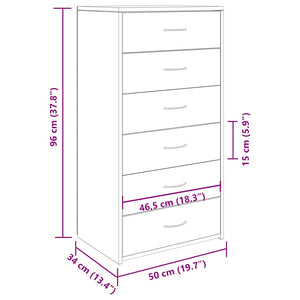 Sideboard Altholz-Optik mit 6 Schubladen