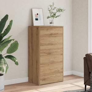vidaXL Sideboard with 6 Drawers Artisan Oak 50x34x96 cm
