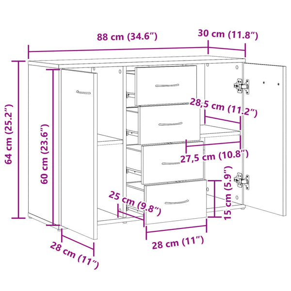 Sideboard Altholz-Optik 88 cm