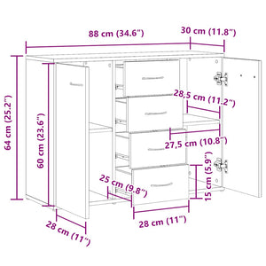 vidaXL Buffet Chêne Artisan 88x30x64 cm Bois d'ingénierie