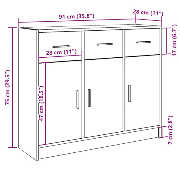 Sideboard Altholz-Optik 91 cm