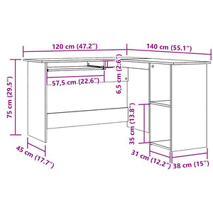 Eckschreibtisch Altholz-Optik, 120x140 cm
