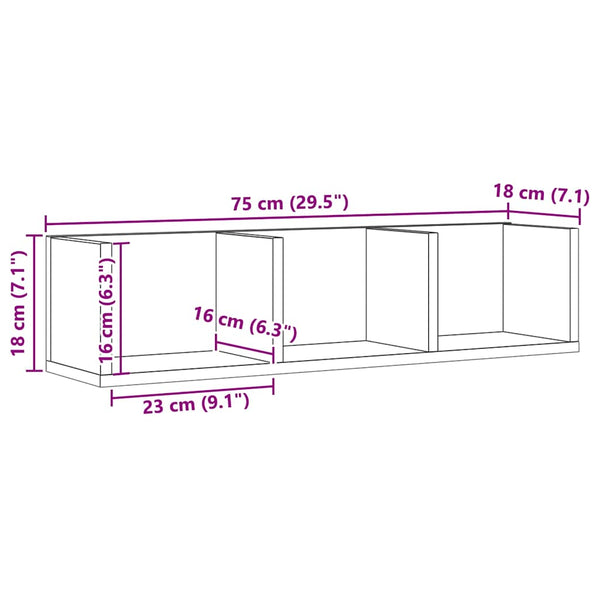 CD Wandregal Artisan Eiche 75cm