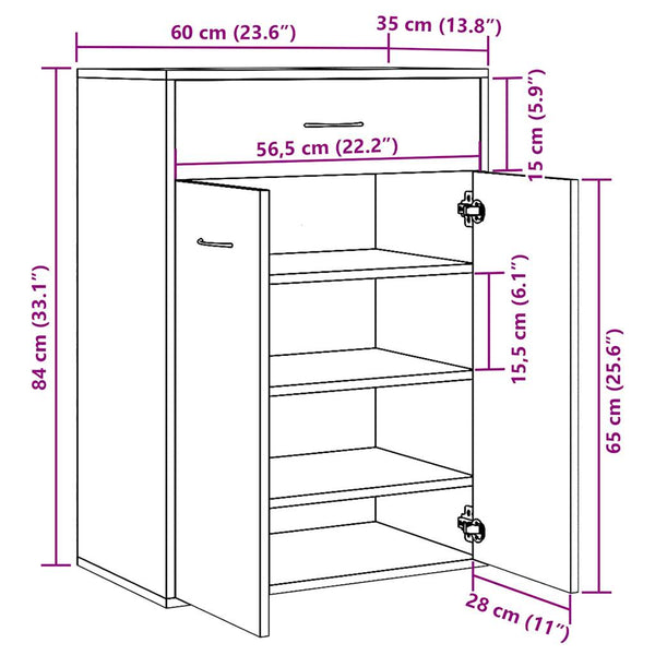 Schuhschrank Altholz-Optik, 60 cm