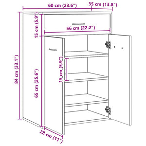 Schuhschrank Artisan-Eiche 60x84 cm
