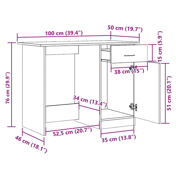 Schreibtisch Altholz-Optik 100 cm