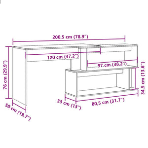 Eckschreibtisch Altholz-Optik, 200cm