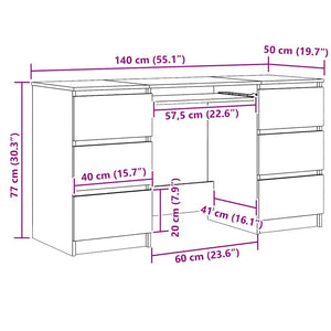 Schreibtisch Artisan Eiche 140 cm mit Schubladen