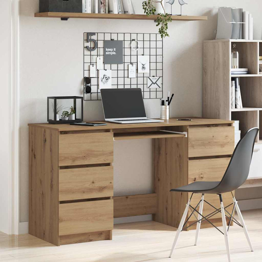 Schreibtisch Artisan Eiche 140 cm mit Schubladen
