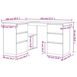 Eckschreibtisch Altholz-Optik, 145 cm