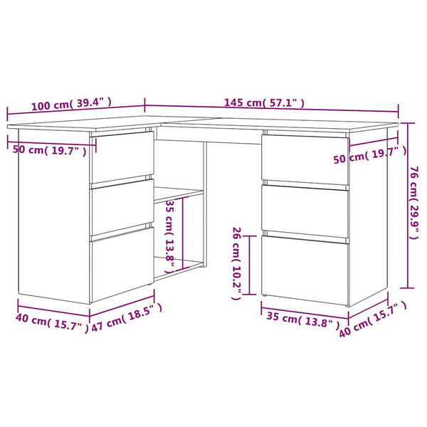 Eckschreibtisch Altholz-Optik, 145 cm