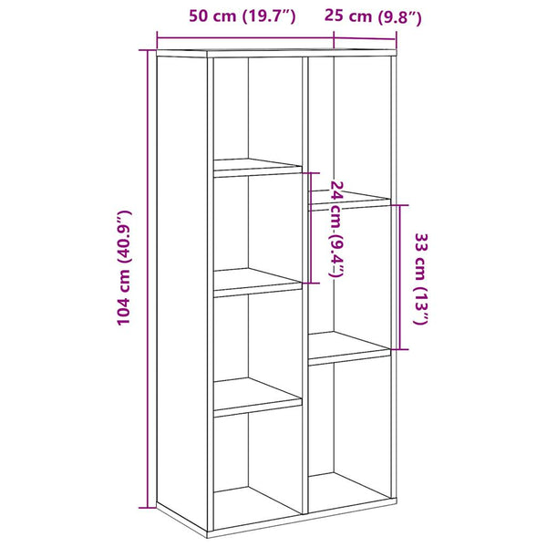 Bücherregal Altholz-Optik, 104 cm hoch