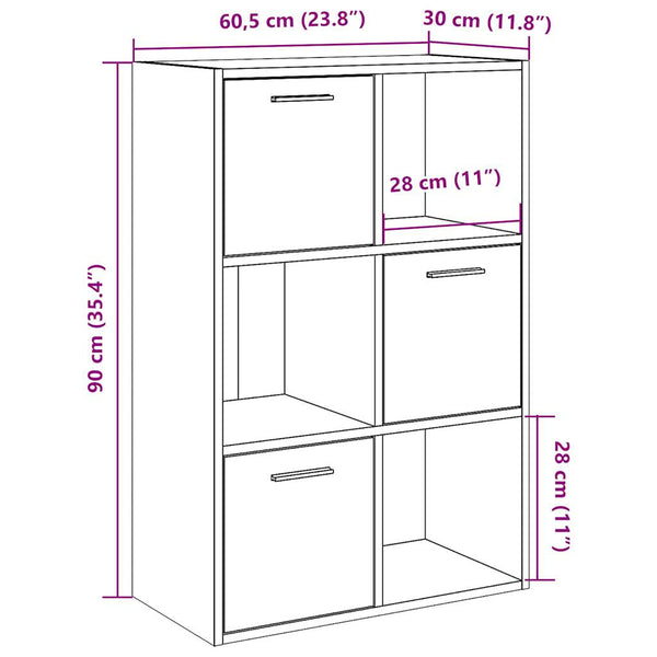 Bücherschrank Altholz-Optik 60,5x90 cm