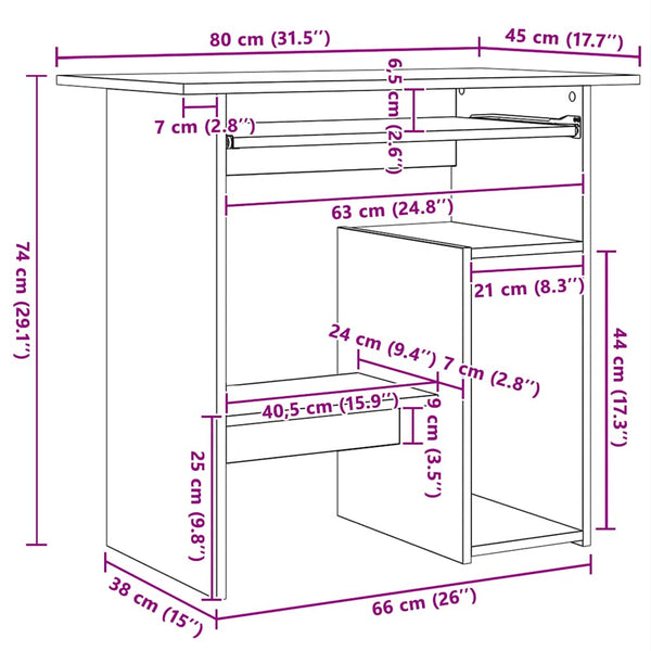 Schreibtisch Altholz-Optik 80x45 cm