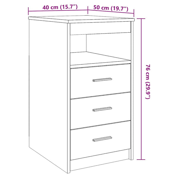 Schubladenschrank Artisan Eiche 40x50x76 cm