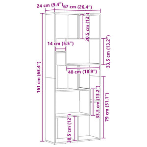 Bücherregal Altholz-Optik, 161 cm hoch