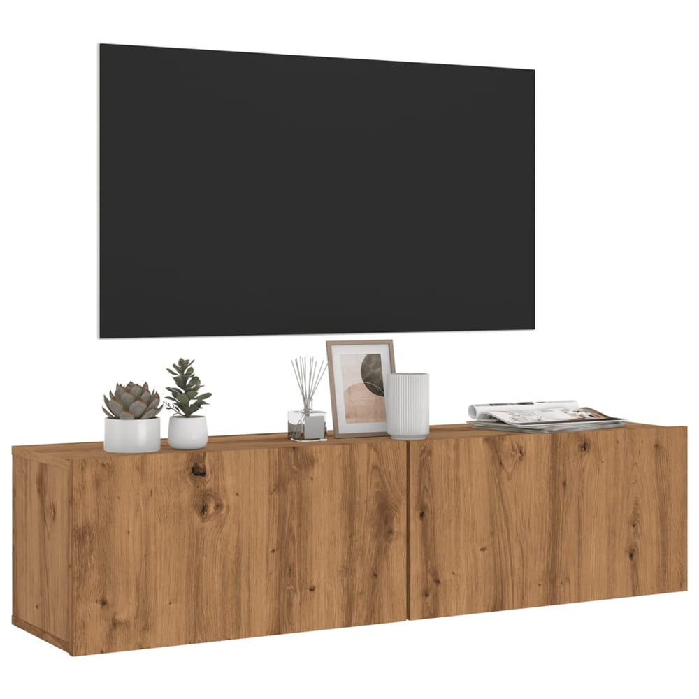 vidaXL Meuble TV mural en bois d'ingénierie chêne artisan 120x30x30 cm
