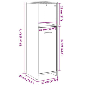 Badschrank Altholz-Optik, 30x95 cm