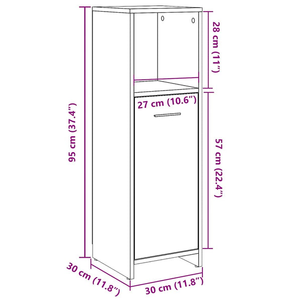 Badschrank Altholz-Optik, 30x95 cm