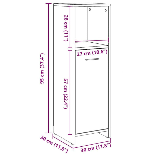 Badschrank Artisan-Eiche 30x30x95 cm