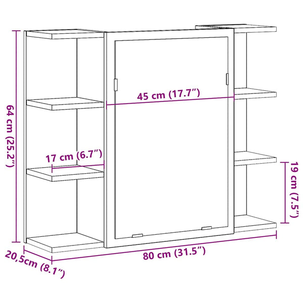 Bad Spiegelschrank Altholz-Optik 80 cm