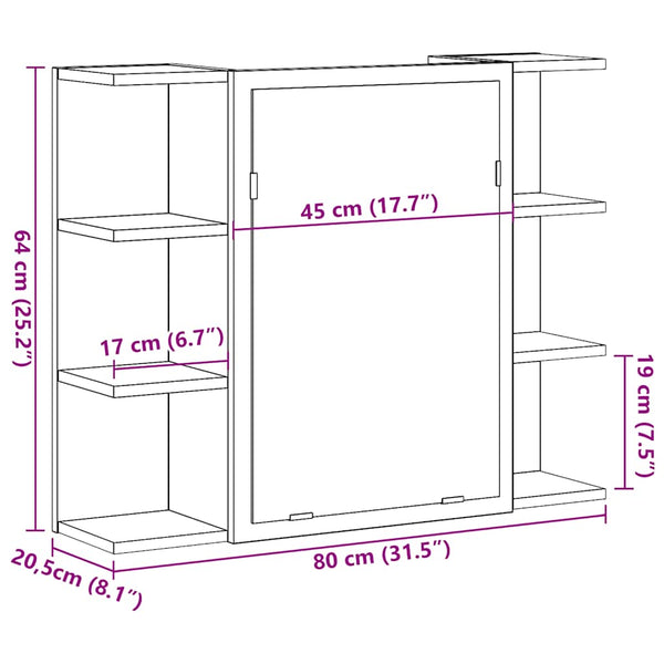 Bad Spiegelschrank Artisan-Eiche 80cm