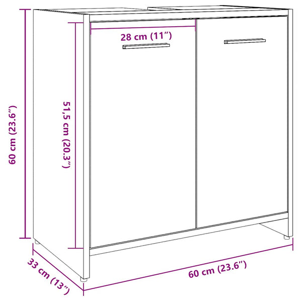 Waschbeckenunterschrank Betongrau 60 cm
