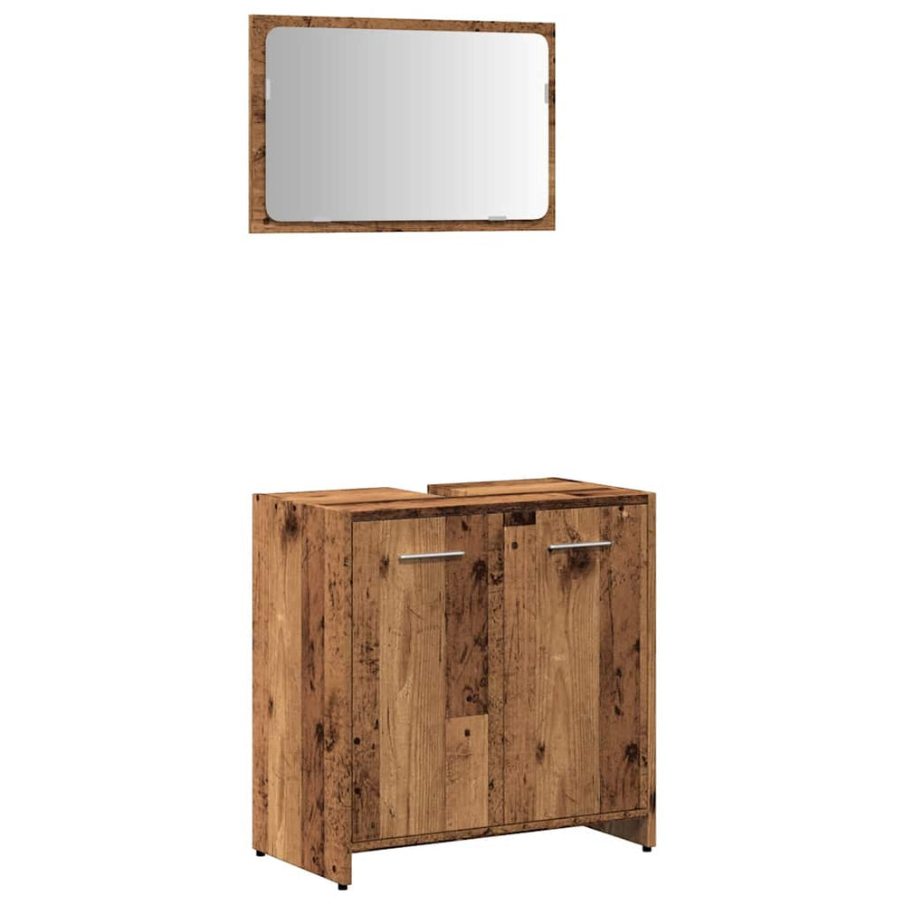 vidaXL Meuble de salle de bain avec miroir aspect vieux bois Bois d'ingénierie