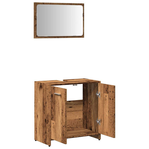 Badschrank mit Spiegel in Altholz-Optik