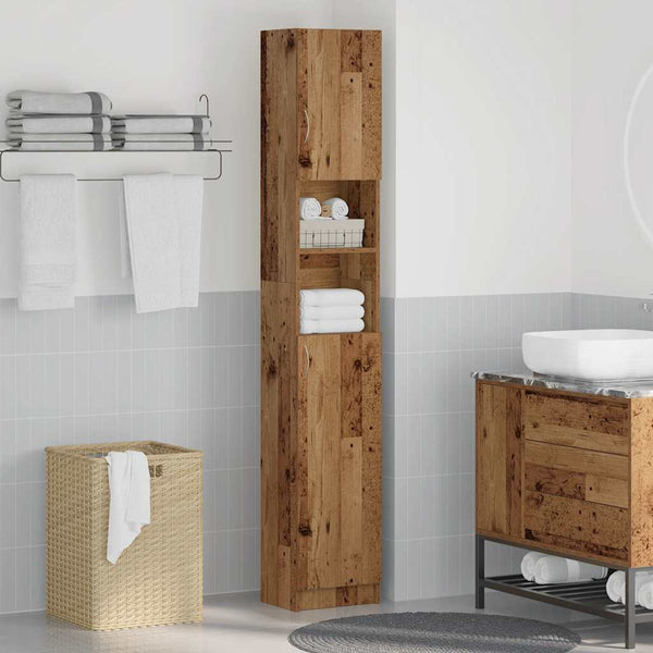 Badschrank Altholz-Optik, 190 cm hoch