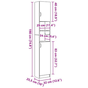 Badschrank Altholz-Optik, 190 cm hoch