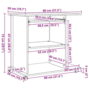 Schreibtisch Altholz-Optik, 80 cm