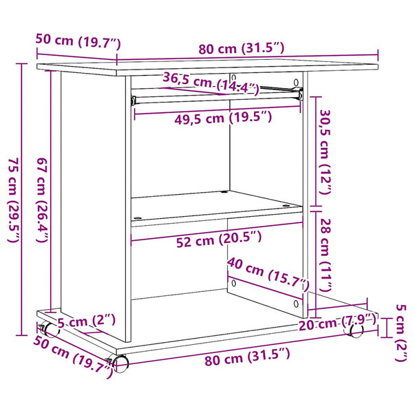 Schreibtisch Artisan Eiche 80x50 cm