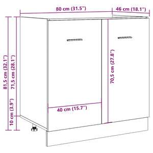 Spülenunterschrank Lyon Betongrau 80 cm