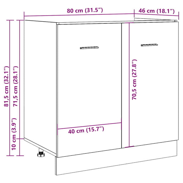 Spülenschrank Lyon Altholz-Optik 80 cm