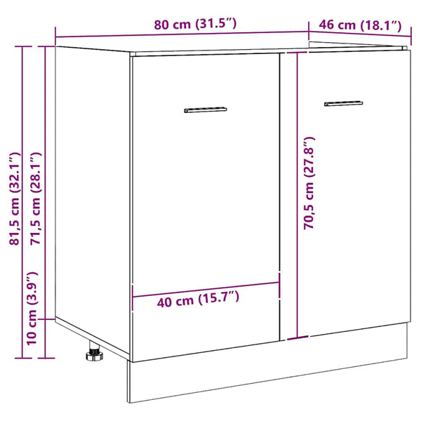 Spülenschrank Lyon Artisan-Eiche, 80 cm