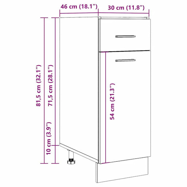 Unterschrank Lyon Artisan-Eiche 30x46x81,5 cm