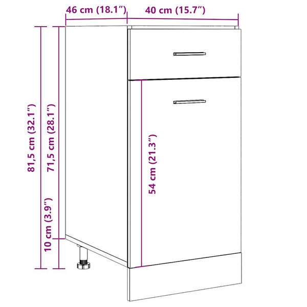 Betongrauer Schubunterschrank Lyon 40 cm